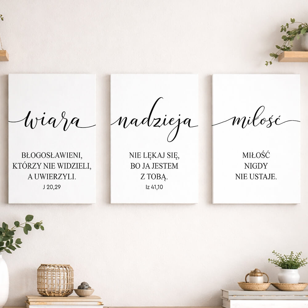 Zestaw 3 Obrazów Wiara • Nadzieja • Miłość
